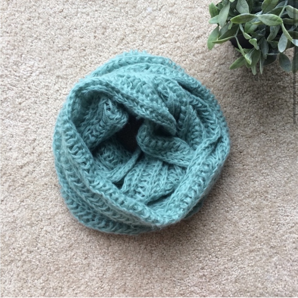 Cozy & Soft Light Aqua Teal Open Knit Circle Infinity Scarf